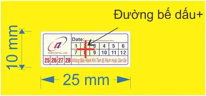 Tem bảo hành bế dấu + chống bóc và chống can thiệp