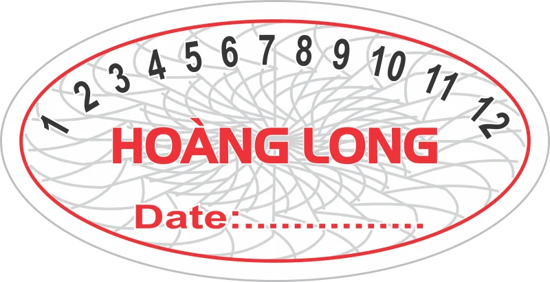 Tem bảo hành elip logo Hoàng Long