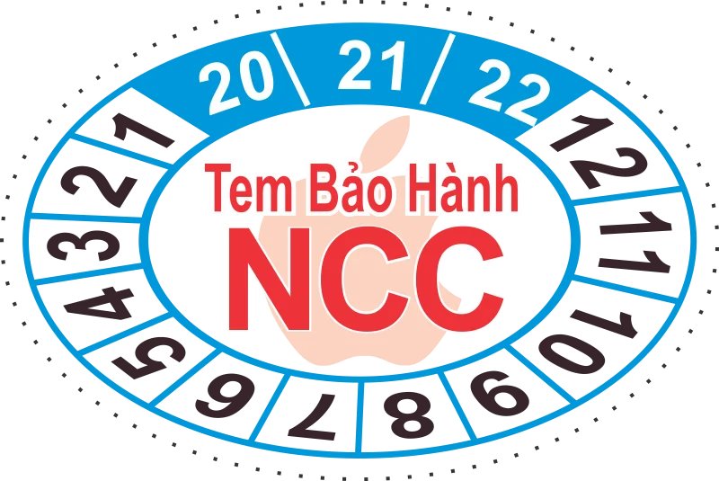 Tem bảo hành elip logo NCC