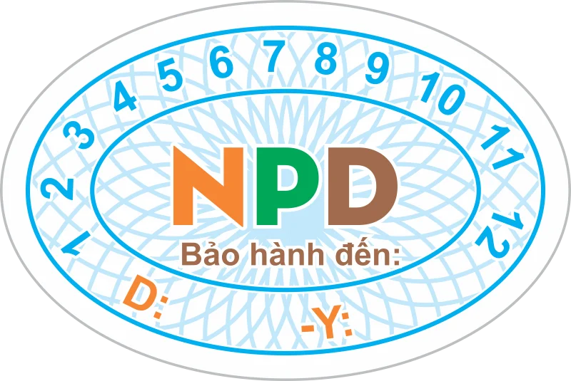 Tem bảo hành elip logo NPD