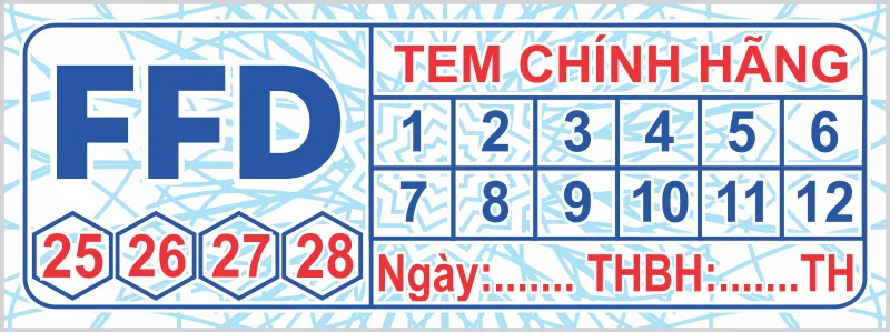 Tem bảo hành chữ nhật logo FFD