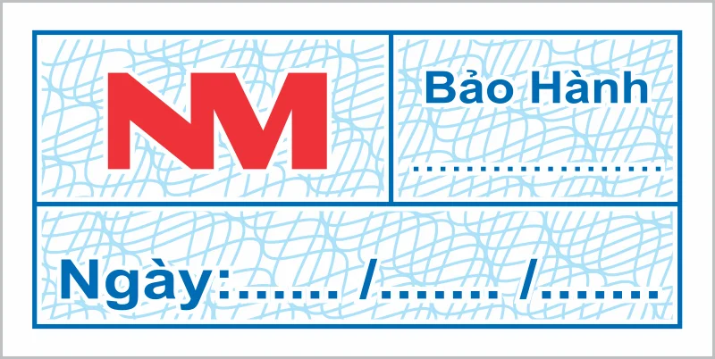Tem bảo hành chữ nhật logo NM