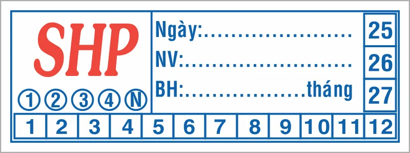 Tem bảo hành chữ nhật logo SHP