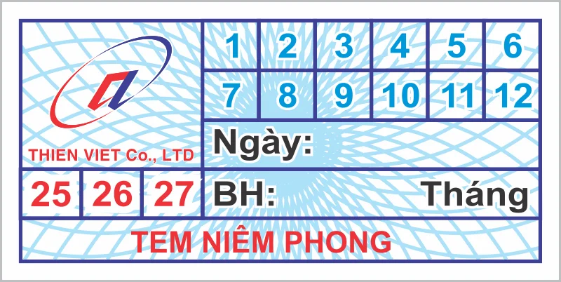 Tem niêm phong HCN Mẫu tem niêm phong hình chữ nhật - in tem nhãn