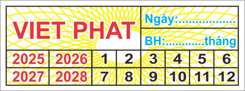 Tem bảo hành chữ nhật logo Việt Phát