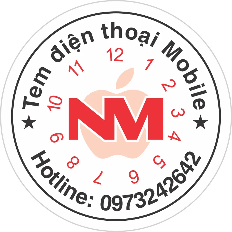 Mẫu tem tròn dán niêm phong linh kiện điện thoại thực tế
