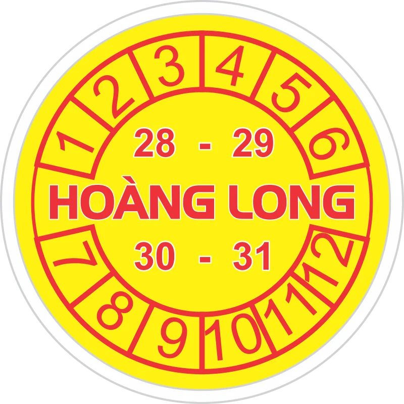 Tem bảo hành tròn logo Hoàng Long
