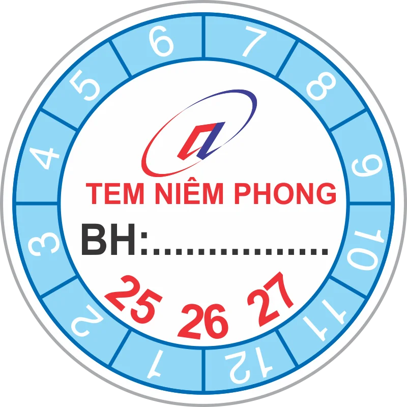 Tem niêm phong tròn Mẫu tem niêm phong hình tròn dán nắp hộp