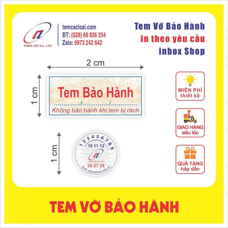 Tem bảo hành chuẩn Mẫu tem bảo hành chuẩn thực tế