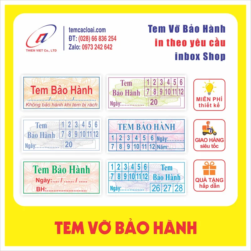 Tem Bảo Hành Điện Thoại – Tem Vỡ Dán Ốc Linh Kiện – in tem, tem vỡ, tem bảo hành tại xưởng in tem nhãn