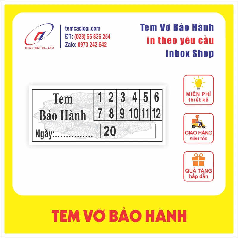 Tem Bảo Hành Tích Hợp QR Code Tem Bảo Hành Tích Hợp QR Code - In tem vỡ kết hợp mã QR Code và số nhảy seri quản lý bảo hành. | Xưởng in tem nhãn