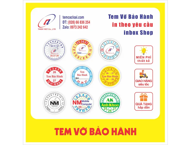 Tem bảo hành tròn thực tế Mẫu tem bảo hành tròn dán linh kiện điện thoại - In tem giá rẻ